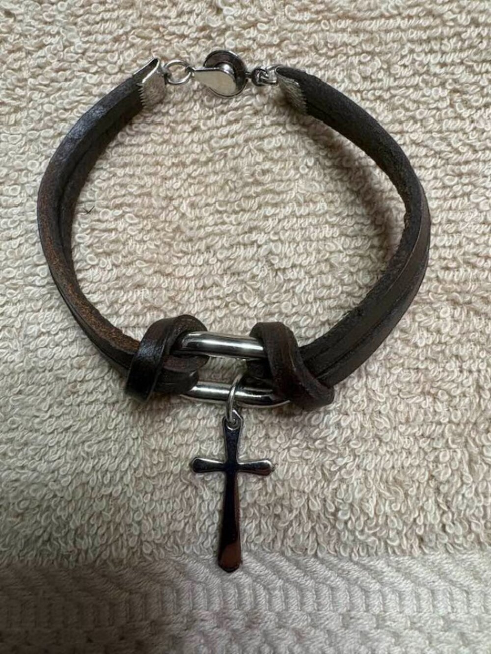 Leather Bracelet with Cross